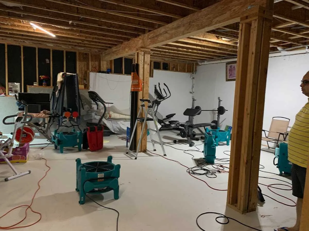 Basement drying equipment setup for Contents Cleaning & Restoration in Litchfield